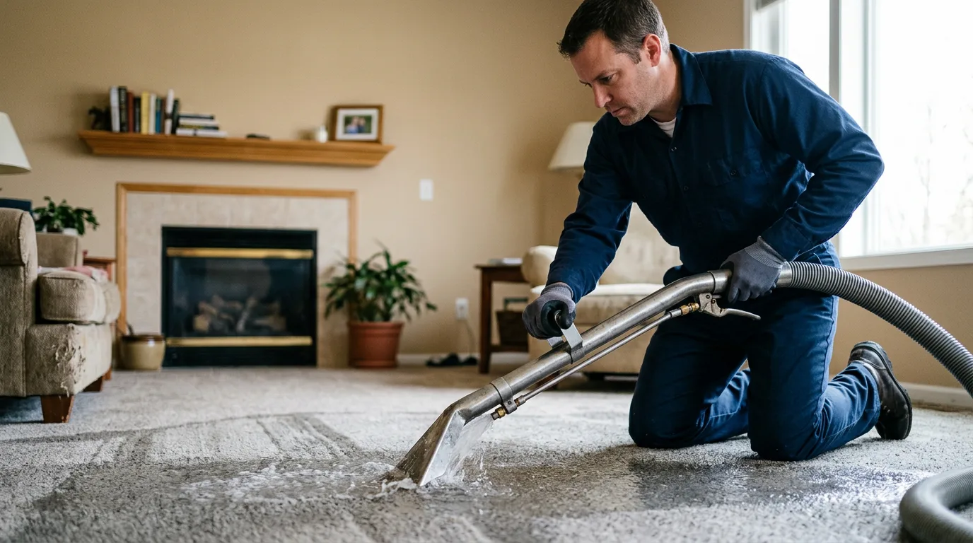 Water damage restoration technician working near Campbellsburg, KY